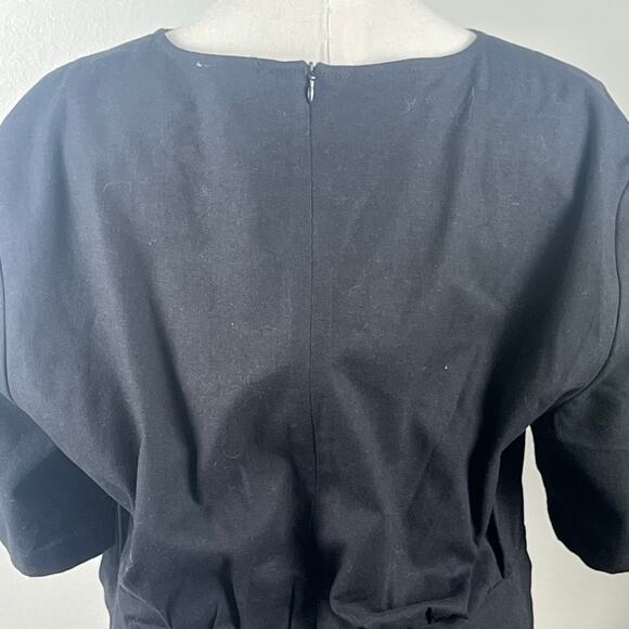 Bohme Black Short Sleeve Cinched Waist Mid Dress Size Large - Picture 4 of 10